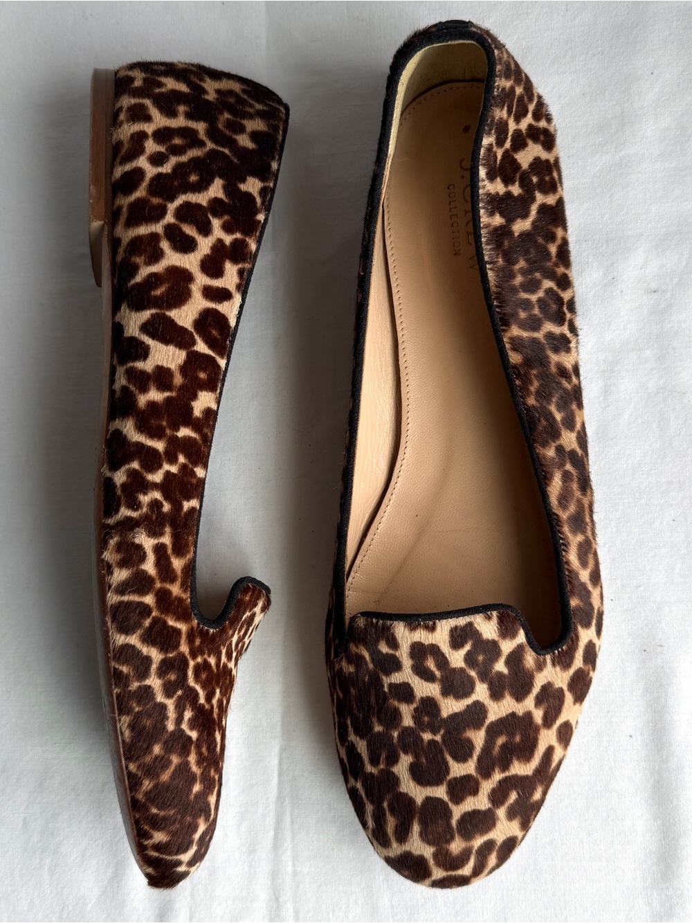J CREW Leopard Calf Hair Ballet Flats Loafers Genuine Leather Sz 9.5